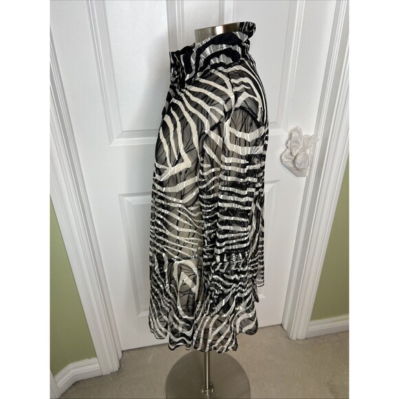 Damee Jacket Womens L Black Zebra Striped Mesh Art To Wear Artsy Lagenlook Top - Picture 6 of 10